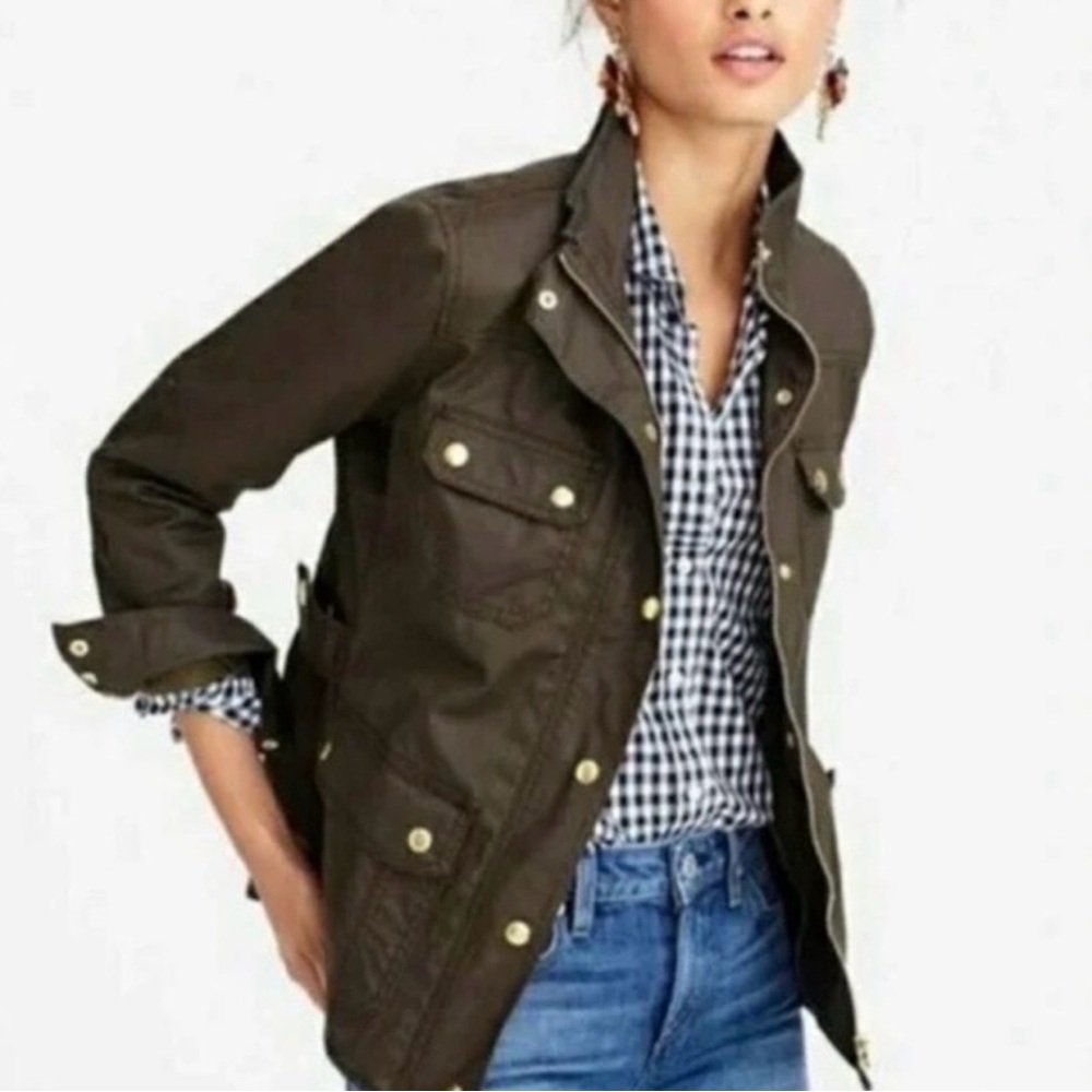 J. Crew Olive Utility Jacket with Brass Buttons